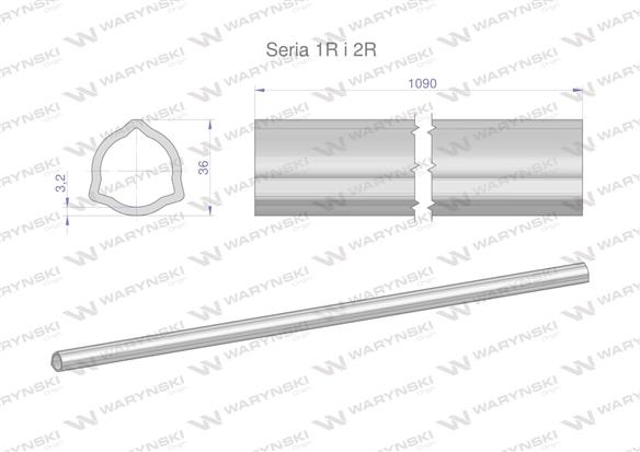 Rura wewnętrzna Seria 2R, rura zewnętrzna Seria 1R do wału 1210 przegubowo-teleskopowego 36x3.2 mm 1090 mm WARYŃSKI-171886