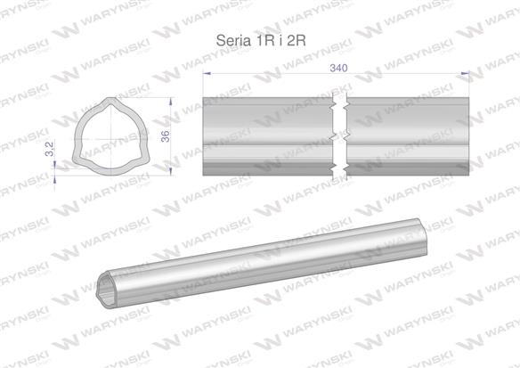 Rura wewnętrzna Seria 2R, rura zewnętrzna Seria 1R do wału 460 przegubowo-teleskopowego 36x3.2 mm 340 mm WARYŃSKI-171877