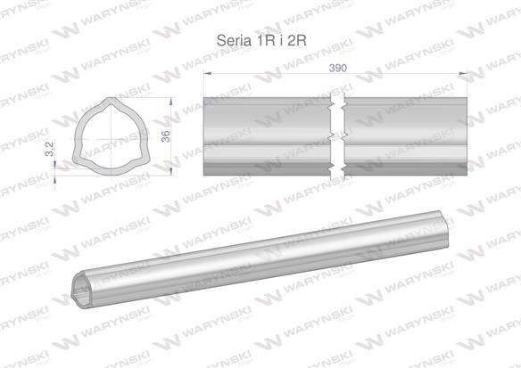 Rura wewnętrzna Seria 2R, rura zewnętrzna Seria 1R do wału 510 przegubowo-teleskopowego 36x3.2 mm 390 mm WARYŃSKI-171878