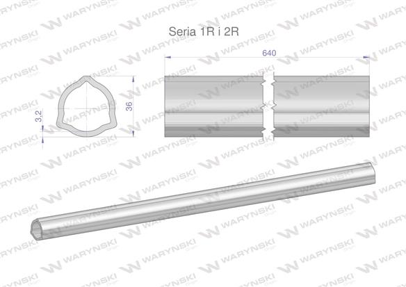 Rura wewnętrzna Seria 2R, rura zewnętrzna Seria 1R do wału 760 przegubowo-teleskopowego 36x3.2 mm 640 mm WARYŃSKI-171881