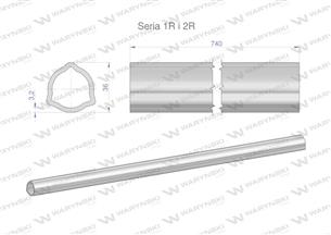 Rura wewnętrzna Seria 2R, rura zewnętrzna Seria 1R do wału 860 przegubowo-teleskopowego 36x3.2 mm 740 mm WARYŃSKI-171882