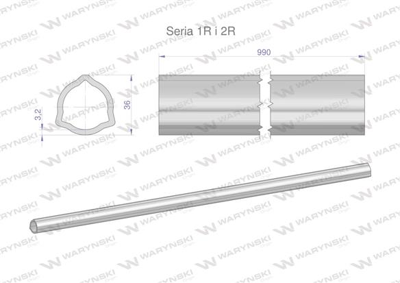 Rura wewnętrzna Seria 2R, rura zewnętrzna Seria 1R do wału 1110 przegubowo-teleskopowego 36x3.2 mm 990 mm WARYŃSKI-171885