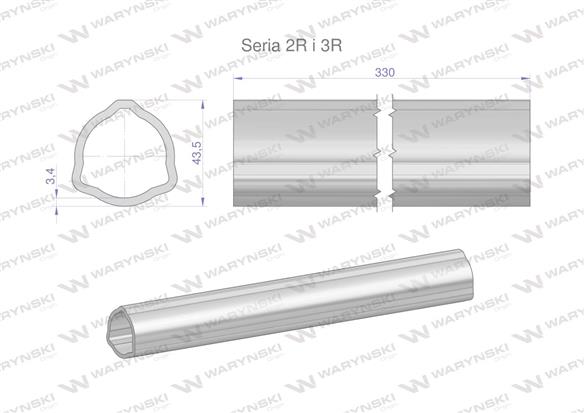 Rura zewnętrzna Seria 2R i 3R do wału 460 przegubowo-teleskopowego 43.5x3.4 mm 335 mm WARYŃSKI-171887