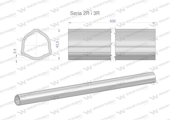 Rura zewnętrzna Seria 2R i 3R do wału 760 przegubowo-teleskopowego 43.5x3.4 mm 635 mm WARYŃSKI-171891