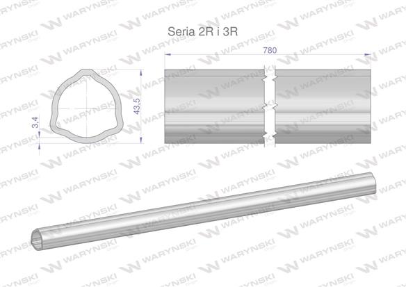 Rura zewnętrzna Seria 2R i 3R do wału 910 przegubowo-teleskopowego 43.5x3.4 mm 785 mm WARYŃSKI-171893