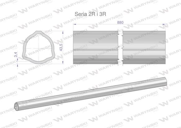 Rura zewnętrzna Seria 2R i 3R do wału 1010 przegubowo-teleskopowego 43.5x3.4 mm 885 mm WARYŃSKI-171894