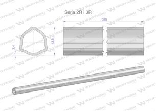 Rura zewnętrzna Seria 2R i 3R do wału 1110 przegubowo-teleskopowego 43.5x3.4 mm 985 mm WARYŃSKI-171895