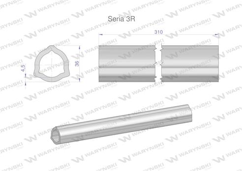 Rura wewnętrzna Seria 3R do wału 460 przegubowo-teleskopowego 36x4.5 mm 315 mm WARYŃSKI