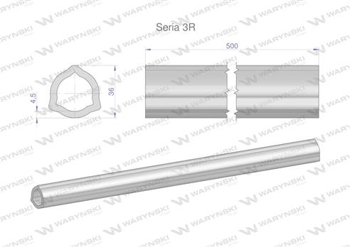 Rura wewnętrzna Seria 3R do wału 660 przegubowo-teleskopowego 36x4.5 mm 505 mm WARYŃSKI