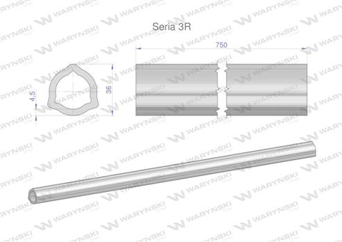 Rura wewnętrzna Seria 3R do wału 910 przegubowo-teleskopowego 36x4.5 mm 755 mm WARYŃSKI