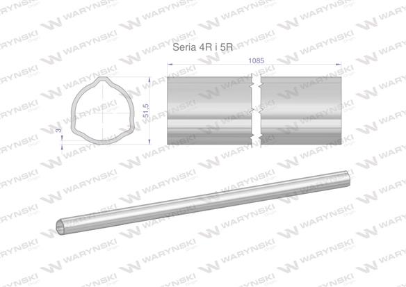 Rura zewnętrzna Seria 4R i 5R do wału 1210 przegubowo-teleskopowego 51.5x3 mm 1085 mm WARYŃSKI-175395