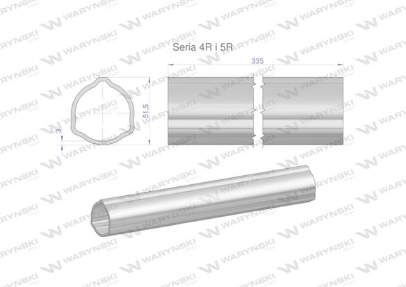 Rura zewnętrzna Seria 4R i 5R do wału 460 przegubowo-teleskopowego 51.5x3 mm 335 mm WARYŃSKI-175386