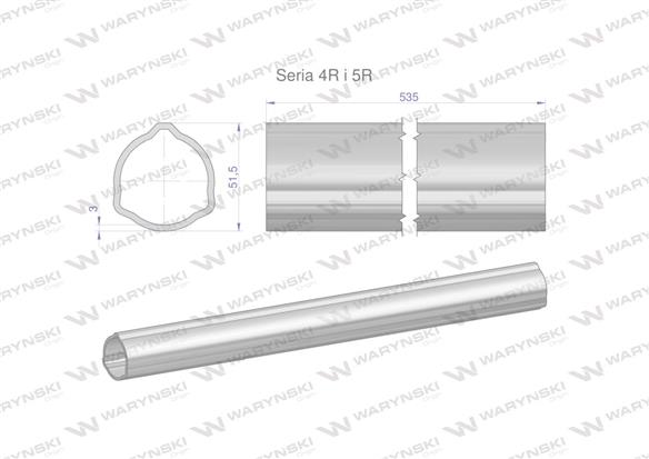 Rura zewnętrzna Seria 4R i 5R do wału 660 przegubowo-teleskopowego 51.5x3 mm 535 mm WARYŃSKI-175389