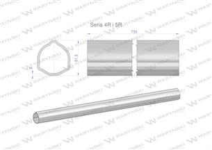 Rura zewnętrzna Seria 4R i 5R do wału 860 przegubowo-teleskopowego 51.5x3 mm 735 mm WARYŃSKI-175391