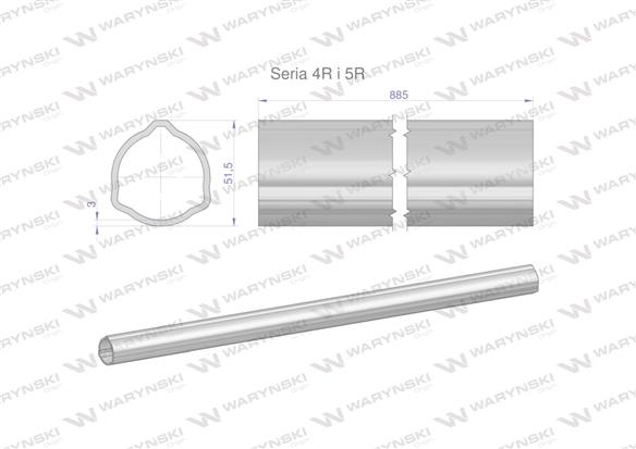 Rura zewnętrzna Seria 4R i 5R do wału 1010 przegubowo-teleskopowego 51.5x3 mm 885 mm WARYŃSKI