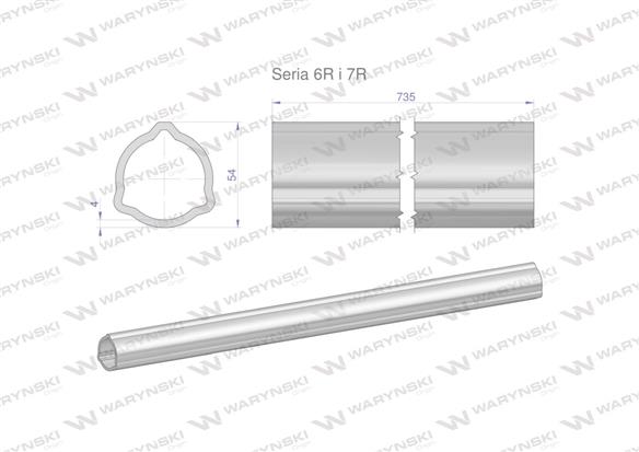 Rura zewnętrzna Seria 6R i 7R do wału 860 przegubowo-teleskopowego 54x4 mm 735 mm WARYŃSKI-175411