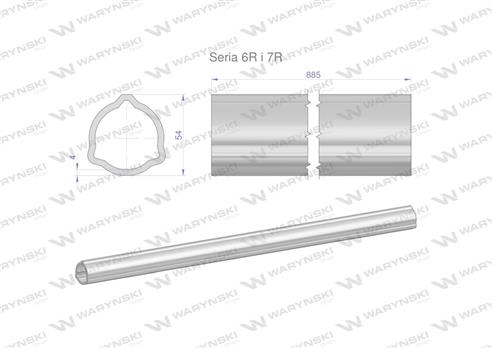 Rura zewnętrzna Seria 6R i 7R do wału 1010 przegubowo-teleskopowego 54x4 mm 885 mm WARYŃSKI