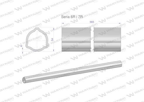 Rura zewnętrzna Seria 6R i 7R do wału 1110 przegubowo-teleskopowego 54x4 mm 985 mm WARYŃSKI
