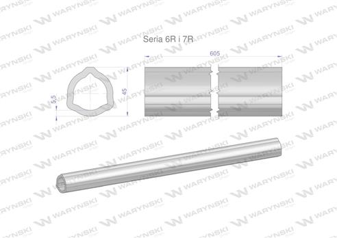 Rura wewnętrzna Seria 6R i 7R do wału 760 przegubowo-teleskopowego 45x5.5mm 605 mm WARYŃSKI