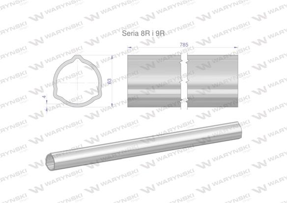 Rura zewnętrzna Seria 8R i 9R do wału 910 przegubowo-teleskopowego 63x4 mm 785 mm WARYŃSKI-175432