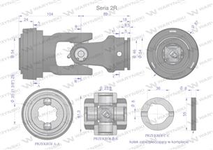 Przegub kompletny z krzyżakiem 23.8X61.3 seria 2 do rury wewnętrznej 36mm Waryński