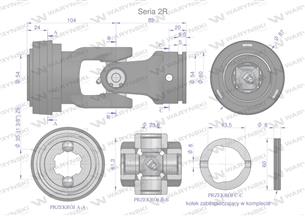 Przegub kompletny z krzyżakiem 23.8X61.3 seria 2 do rury zewnętrznej 43.5mm Waryński