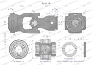 Przegub kompletny z krzyżakiem 27X82 seria 4 do rury wewnętrznej 45mm Waryński