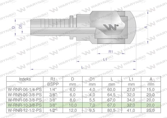 Zakucie hydrauliczne oczkowe RNR DN10 3/8" PREMIUM Waryński ( sprzedawane po 10 )