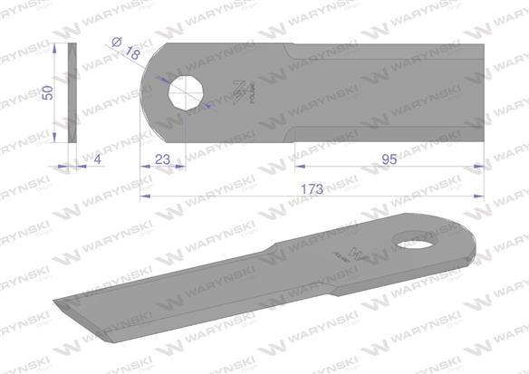 Nóż obrotowy rozdrabniacz słomy sieczkarnia 173x50x4mm otwór 18 zastosowanie 746813 New Holland WARYŃSKI ( sprzedawane po 25 )