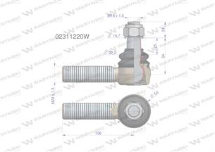 Przegub kierowniczy 106mm - M24x1,5 02311220 WARYŃSKI