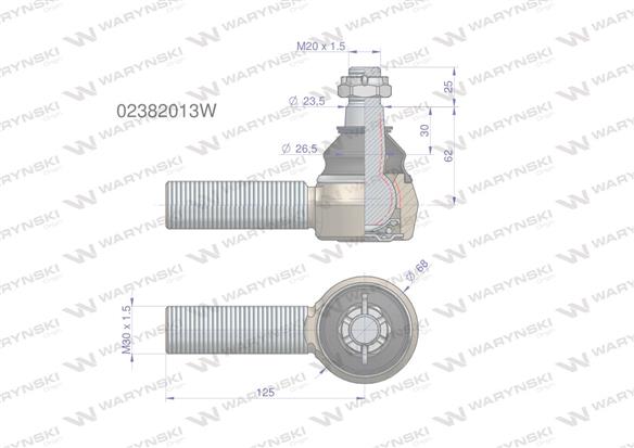 Przegub kierowniczy M30x1.5 02382013 WARYŃSKI