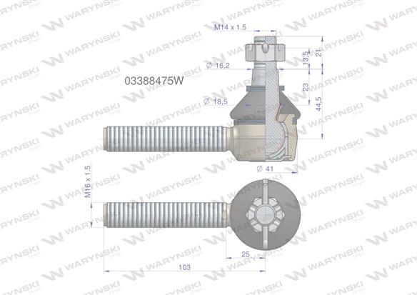 Przegub kierowniczy M16x1.5 03388475 WARYŃSKI