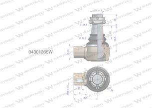 Przegub kierowniczy 62mm- M18x1,5 04301365 WARYŃSKI