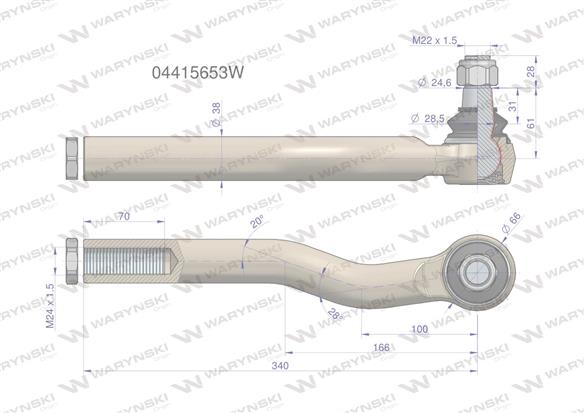 Przegub kierowniczy M24x1.5 04415653 WARYŃSKI