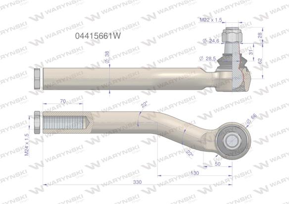 Przegub kierowniczy M24x1.5 04415661 WARYŃSKI