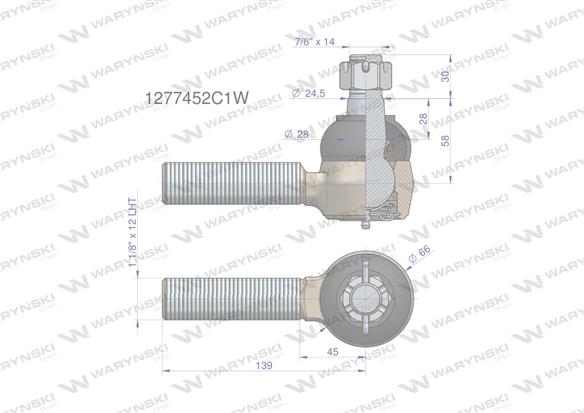 Przegub kierowniczy 1.1/8' L 1277451C1 WARYŃSKI