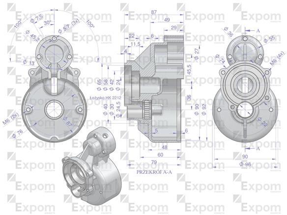 Obudowa przekładni rozrusznika typu Magneton 9142722 Blue Line EXPOM KWIDZYN 6955880EX