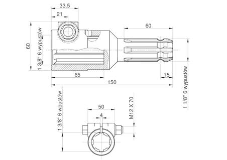 Redukcja wałka WOM adapter na śrubę 1 3/8" 6 wpustów na wałek 1 1/8" 6 wpustów MORGA