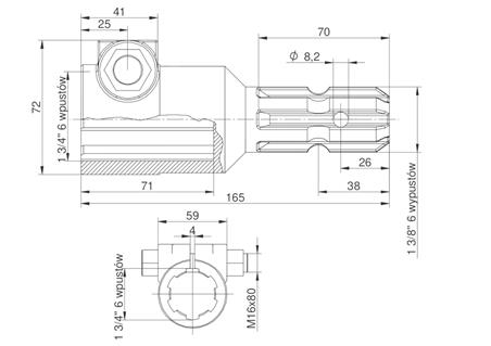 Redukcja wałka WOM adapter na śrubę 1 3/4" 6 wpustów na wałek 1 3/8" 6 wpustów MORGA