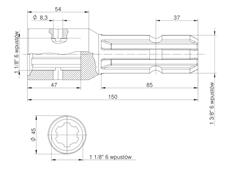 Redukcja wałka WOM adapter z otworem zabezpieczającym 1 1/8" 6 wpustów na wałek 1 3/8" 6 wpustów MORGA