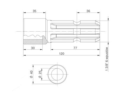 Redukcja wałka WOM adapter otwór wew. Q 25 mm na wałek 1 3/8" 6 wpustów MORGA-103041