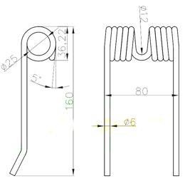 Palec sprężysty podbieracza prasy     zwijającej Warfama Z-543 554303010080