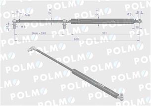 Siłownik szyby tylnej L max. 600mm 65418009 RENAULT POLMO