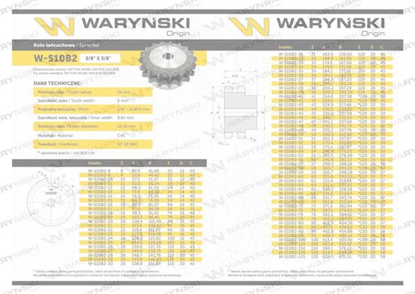 Koło zębate hartowane z kołnierzem 10B-2 (R2 5/8) Z-13 Waryński