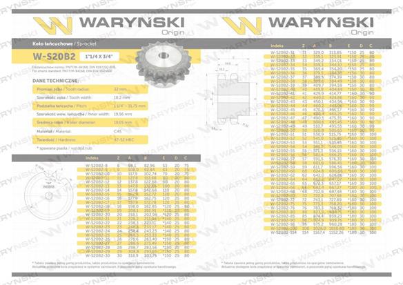 Koło zębate hartowane z kołnierzem 20B-2 (R2 1.1/4) Z-17 Waryński