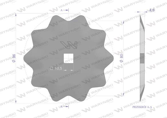 Nóż paszowozu okrągły 96x5 mm zastosowanie do Luclar Waryński