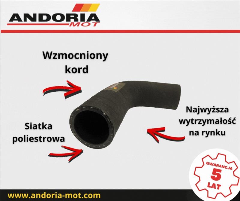 Przewód gumowy filtra powietrza kompletn y ze sprężyną zbrojony kord MF-3 Andoria-Mot