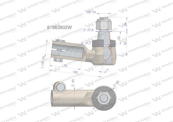 Przegub kierowniczy 1.1/8" 81863802 WARYŃSKI