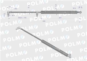 Siłownik szyby tylnej L max. 400mm 83952213P FORD POLMO