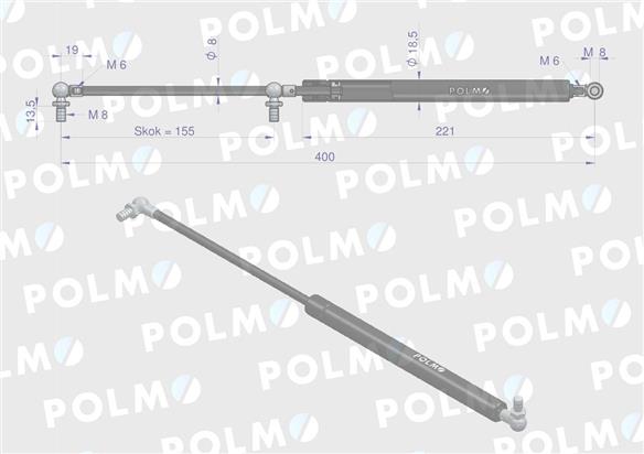 Siłownik szyby tylnej L max. 400mm 83952213P FORD POLMO